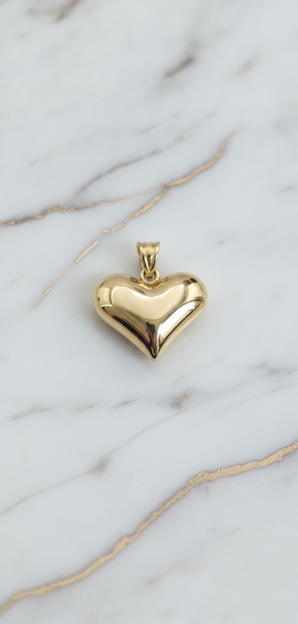 Dije Corazón Bombé 3D Pulido Espejo en Oro Amarillo 10K (1.09g)