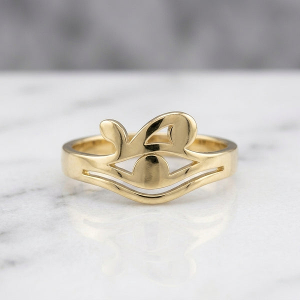 Anillo Clave de Sol y Nota Musical Calada en Oro Amarillo 10K - 1.50g