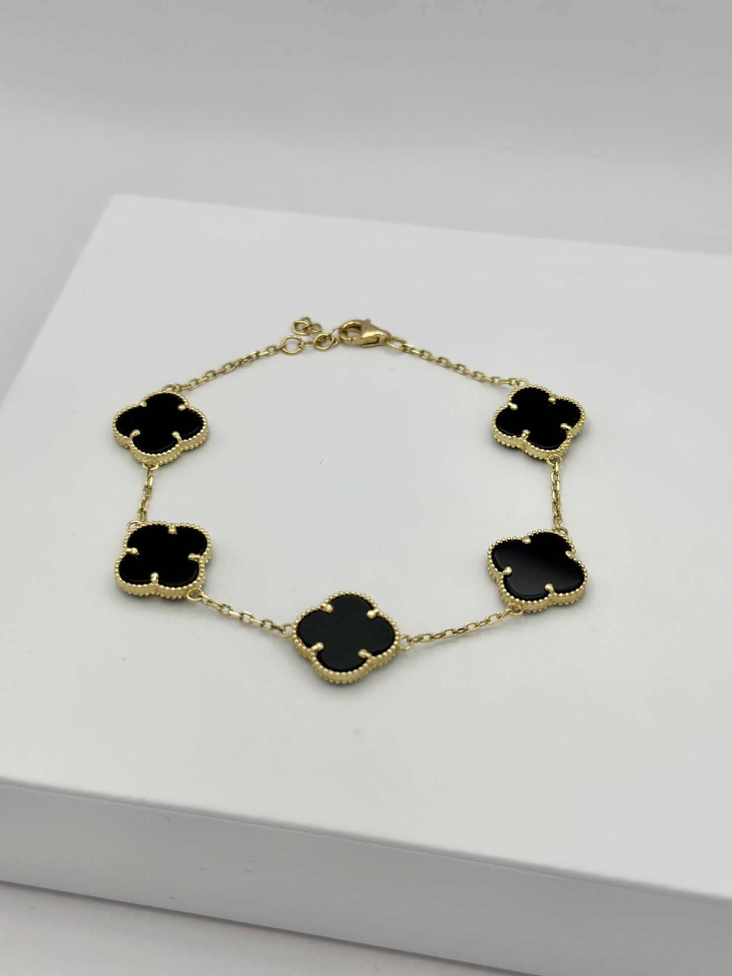 Pulsera Clover Negra 10K