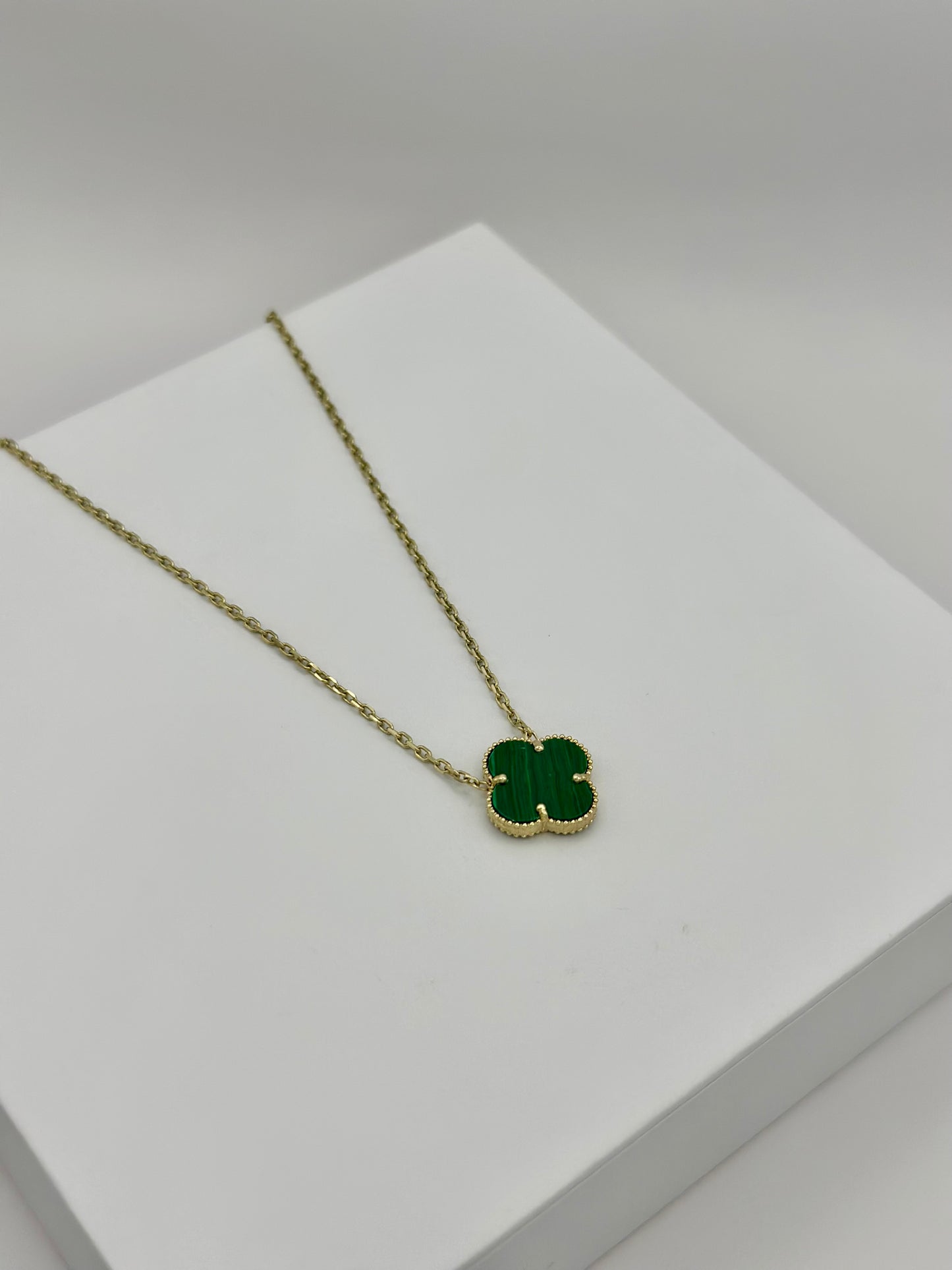 Green Clover Necklace 10K