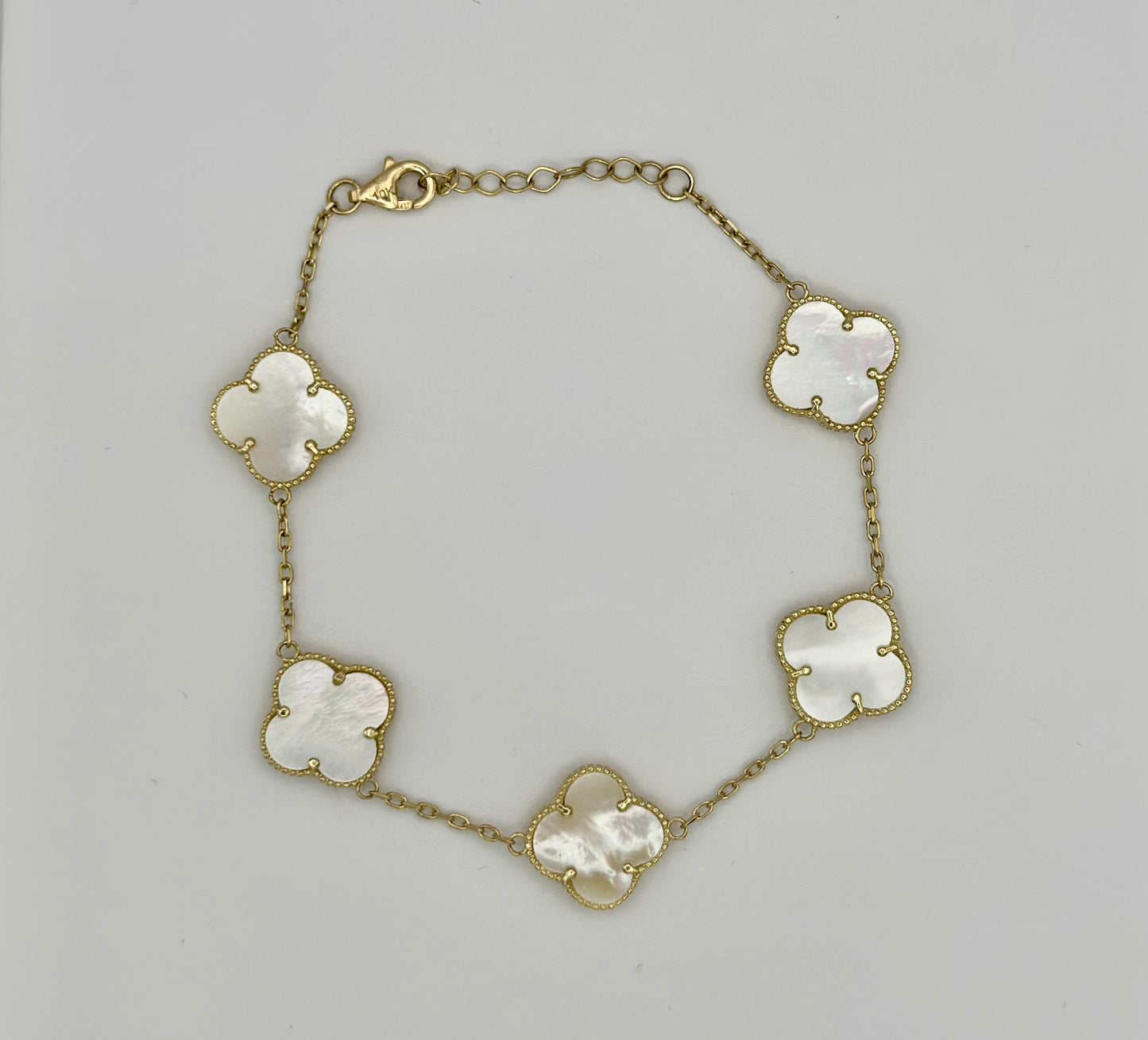 Pulsera clover Blanca 10K