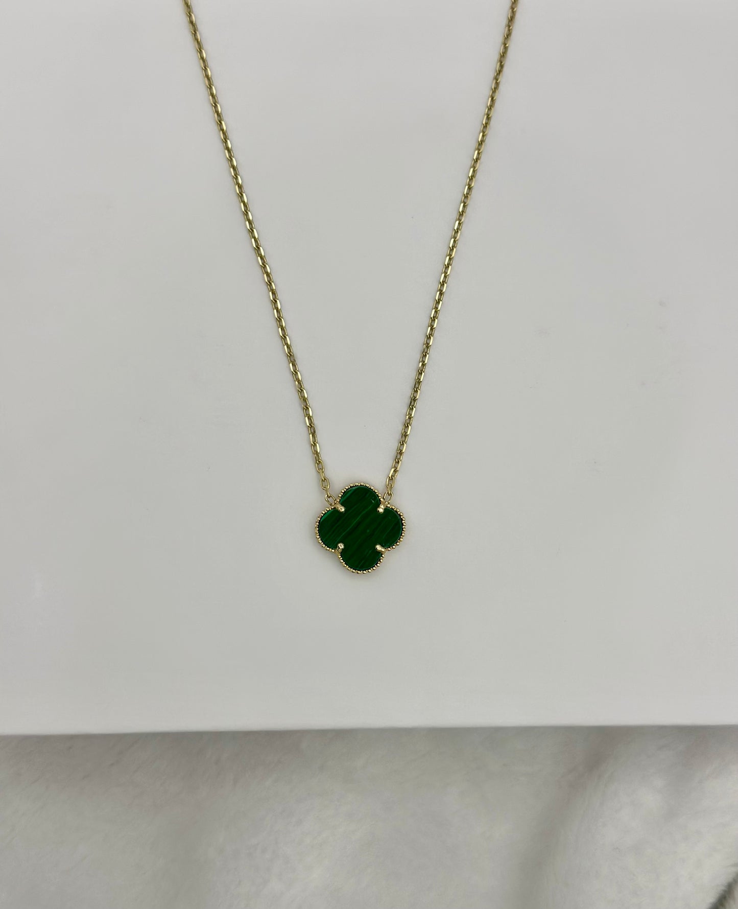 Green Clover Necklace 10K