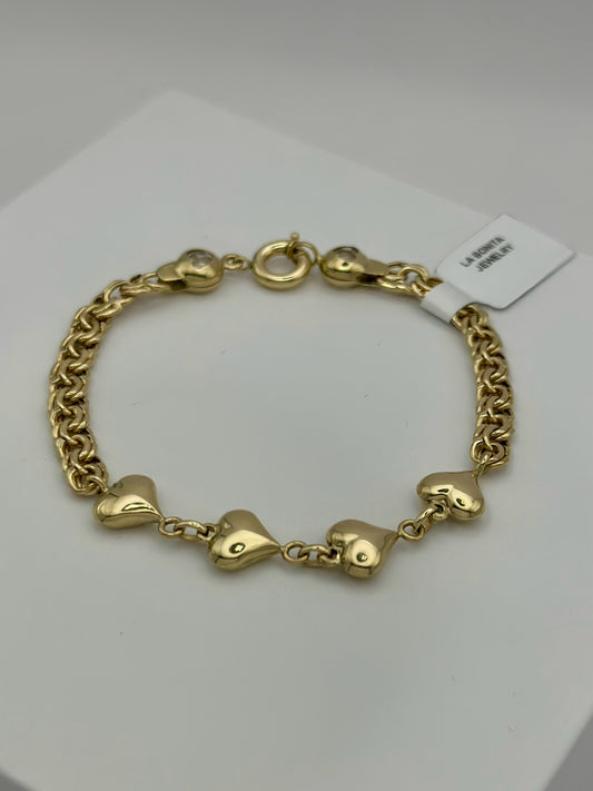 Pulsera Corazon Oro 10k 6.5"