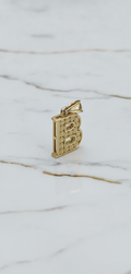 Dije Letra Inicial B Tallada con Rosetas y Borde Diamantado en Oro Amarillo 10K (0.90g)