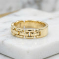 Anillo Tejido Pantera de Triple Hilera en Oro Amarillo 10K - 2.40g