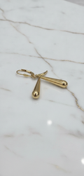 Aretes Colgantes de Gota / Lágrima Alargada de Alto Pulido en Oro 10K - 2.05g