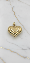 Dije Corazón Bombé 3D Grande Pulido Espejo en Oro Amarillo 10K (7.15g)