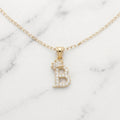 Dije Letra Inicial B con Corona y Zirconias en Oro Sólido Amarillo 10K (0.89g)