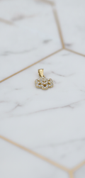 Dije Flor de Seis Pétalos Calada con Zirconias Pavé en Oro Sólido Amarillo 10K (1.32g)
