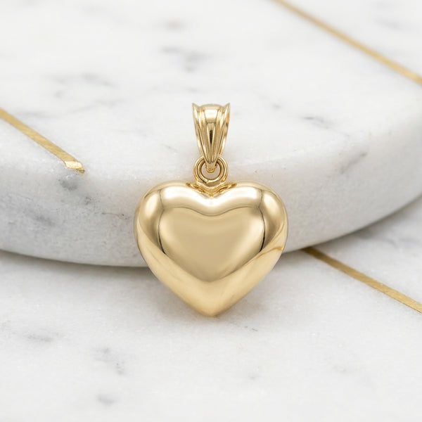 Dije Corazón Abombado Liso Clásico en Oro Amarillo 10K - 0.85g