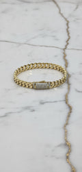 Pulso Tejido Mónaco con Detalle Pavé en Oro Amarillo 10K (9.50g)