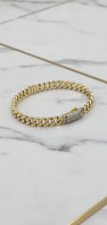 Pulso Tejido Mónaco con Detalle Pavé en Oro Amarillo 10K (9.50g)