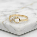 Anillo Infinito con Doble Hilera de Zirconias en Oro Amarillo 10K - 1.47g