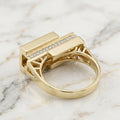 Anillo Arquitectónico Doble Barra Oro Sólido 10K con Piedras 1.79g