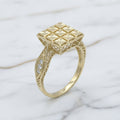 Anillo Cuadrado Retícula 3x3 con Hombros de Zirconias en Oro Amarillo 10K (1.28g)