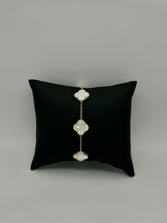 Pulsera clover Blanca 10K