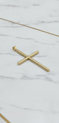 Dije Cruz Tubular Cilíndrica Lisa Minimalista en Oro Amarillo 10K (1.72g)