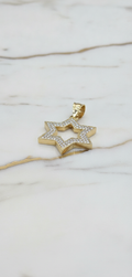 Dije Estrella de Seis Puntas Calada con Doble Hilera de Zirconias Pavé en Oro Amarillo 10K (2.75g)