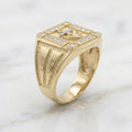 Anillo Ancla Marina de Hombre con Piedras Blancas en Oro 10K Talla 10.5 - 5.75g