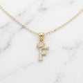 Dije Letra Inicial F con Corona y Zirconias en Oro Sólido Amarillo 10K (0.79g)