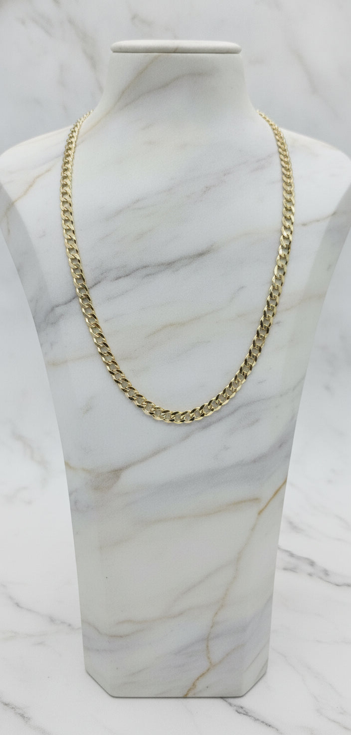 Cadena Sólida Italian Curb en Oro Amarillo 10K (24" x 8mm - 37.00g)