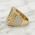 Anillo Virgen de la Caridad Rayos Calados y Greca de Hombre en Oro 10K Talla 11 - 11.64g