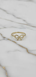 Anillo Lazo Moño Pulido Minimalista en Oro Sólido Amarillo 10K (Talla 8 - 1.46g)