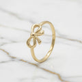 Anillo Lazo Moño Pulido Minimalista en Oro Sólido Amarillo 10K (Talla 8 - 1.46g)