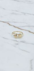 Anillo de Doble Corazón Pulido Encontrado (Bypass) en Oro Amarillo 10K (1.60g)