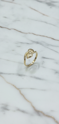 Anillo de Doble Corazón Pulido Encontrado (Bypass) en Oro Amarillo 10K (1.60g)