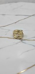 Anillo Nudo Infinito Entrelazado de Múltiples Hilos en Oro Amarillo Sólido 10K (Talla 8) - 2.95g