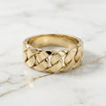 Anillo de Eslabón Cubano Grueso en Oro Amarillo Sólido 10K (Talla 7) - 3.70g
