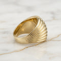 Anillo Domo Acanalado de 7 Mediacañas en Oro Amarillo Sólido 10K (Talla 7) - 3.07g