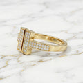 Anillo Doble T con Pavé de Piedras Blancas en Oro Amarillo Sólido 10K (Talla 9) - 2.41g