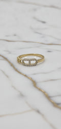 Anillo Eslabón Marinero con Pavé de Zirconias y Cadena Cubana en Oro Sólido 10K (Talla 7.5) - 1.36g