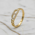 Anillo Eslabón Marinero con Pavé de Zirconias y Cadena Cubana en Oro Sólido 10K (Talla 7.5) - 1.36g