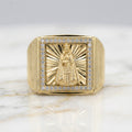 Anillo Virgen de la Caridad Cuadrado de Hombre en Oro 10K Talla 10.5 - 4.94g
