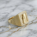 Anillo Virgen de la Caridad Cuadrado de Hombre en Oro 10K Talla 10.5 - 4.94g