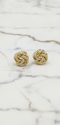Aretes Dormilones Nudo de Amor (Love Knot) Liso y Tallado Diamante en Oro 10K - 0.84g