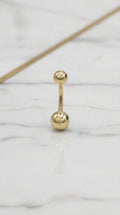Piercing de Ombligo Clásico de Doble Esfera Lisa en Oro Amarillo de 10K (1.40g)
