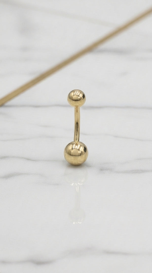 Piercing de Ombligo Clásico de Doble Esfera Lisa en Oro Amarillo de 10K (1.40g)