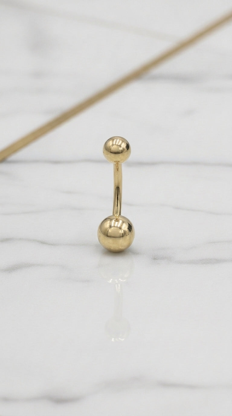 Piercing de Ombligo Clásico de Doble Esfera Lisa en Oro Amarillo de 10K (1.40g)