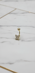 Piercing de Ombligo Mariposa con Circonia Cúbica en Oro Amarillo de 10K (1.40g)