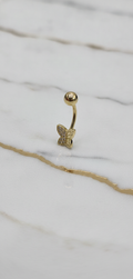 Piercing de Ombligo Mariposa con Circonia Cúbica en Oro Amarillo de 10K (1.40g)