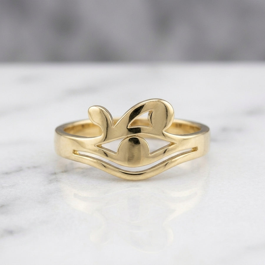 Anillo Clave de Sol y Nota Musical Calada en Oro Amarillo 10K - 1.50g