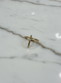 Anillo Cruz Minimalista Lisa con Zirconia Central en Oro Amarillo 10K - 1.00g