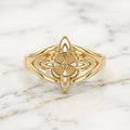Anillo Nudo Celta Cuatrifolio Calado en Oro Amarillo 10K - 1.59g