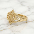 Anillo Nudo Celta Cuatrifolio Calado en Oro Amarillo 10K - 1.59g
