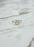 Anillo Árbol de la Vida Calado con Halo de Zirconias en Oro Amarillo 10K - 0.94g