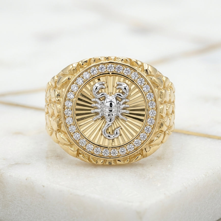 Anillo Hollow 10K Men Fancy Ring cz 11 4.55